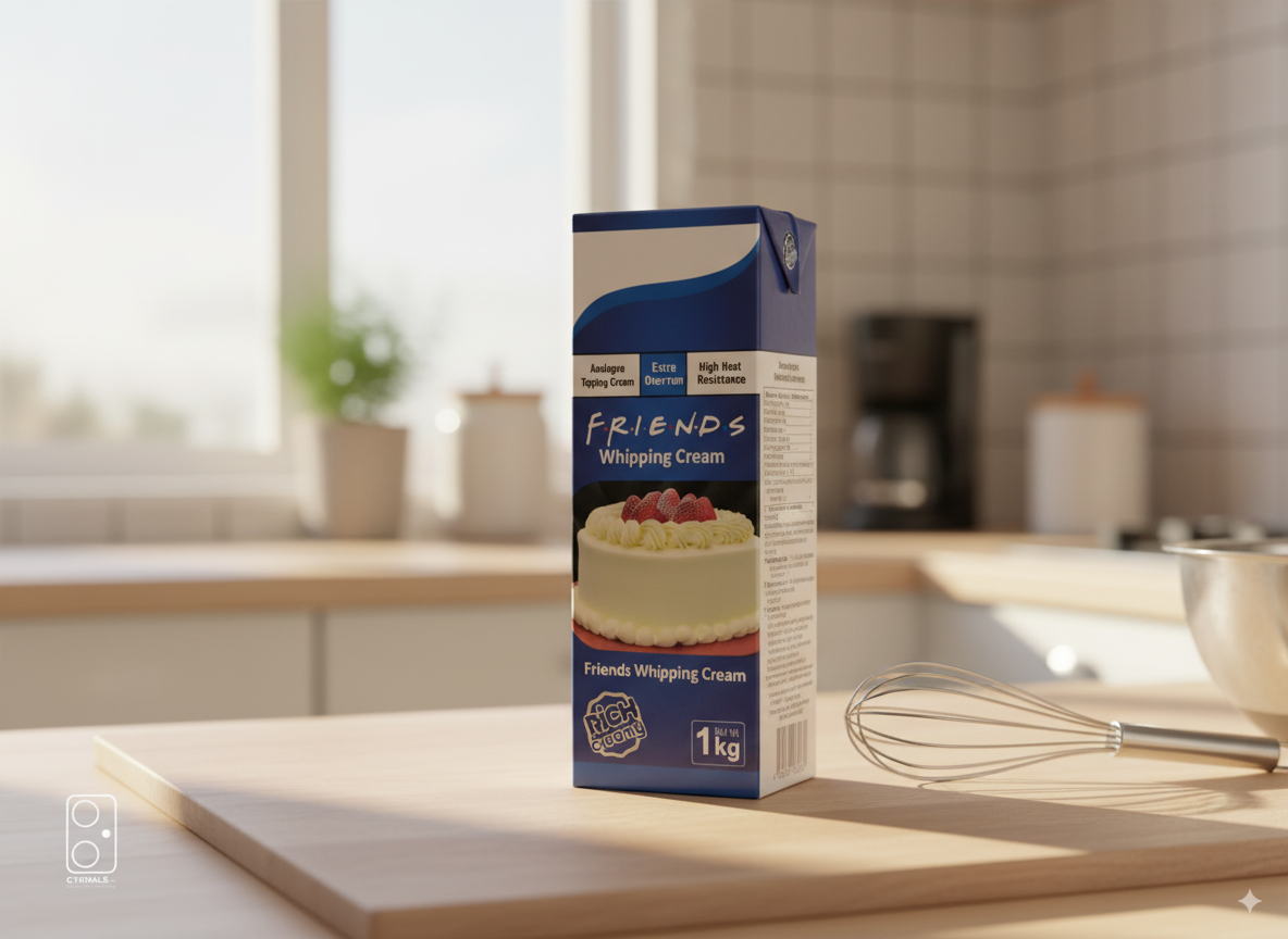 FRIENDS Whipping Cream 1kg – smooth, fluffy, and rich cream ideal for cakes, pastries, and desserts from Nameer Store.