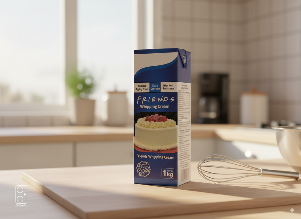 FRIENDS Whipping Cream 1kg – smooth, fluffy, and rich cream ideal for cakes, pastries, and desserts from Nameer Store.