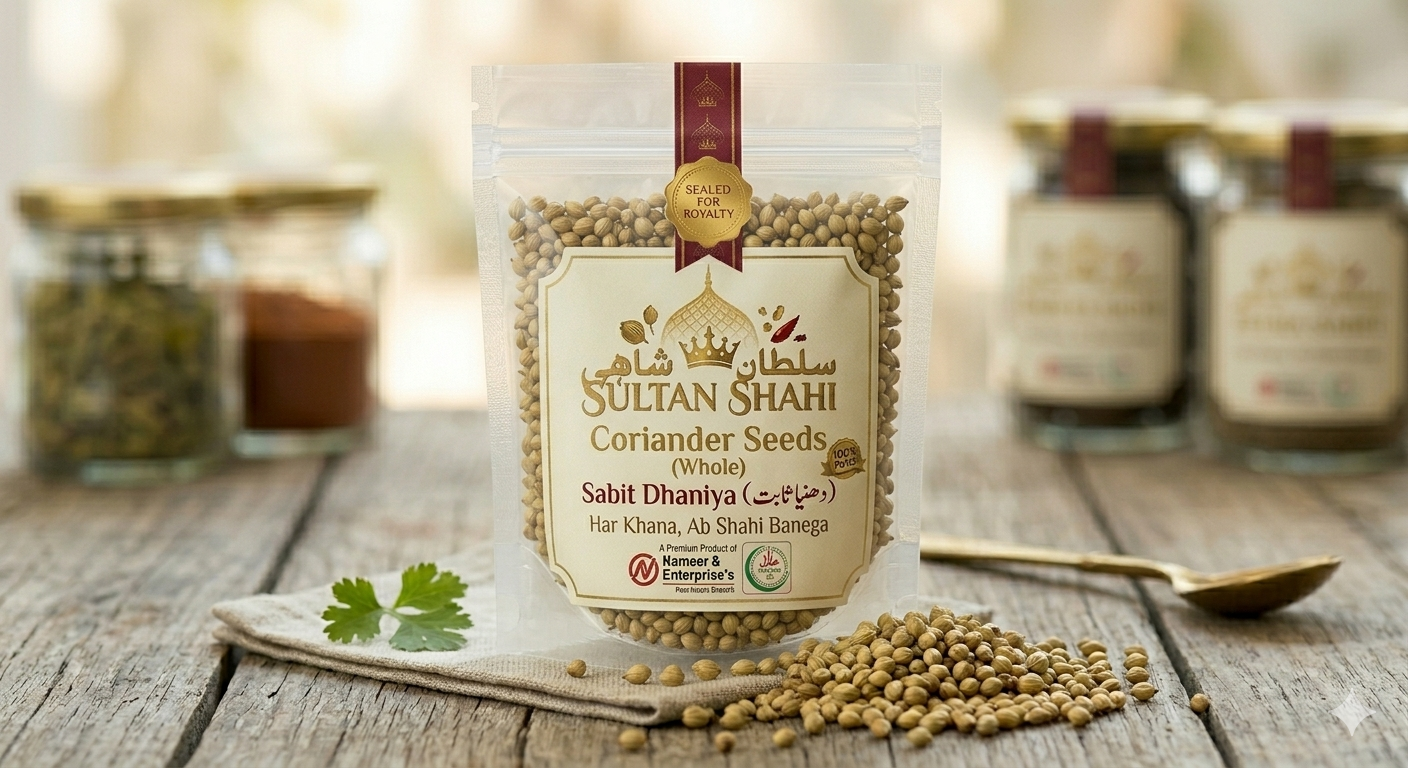 Sultan Shahi Whole Coriander Seeds | Premium Dhaniya Sabit (دھنیا ثابت)