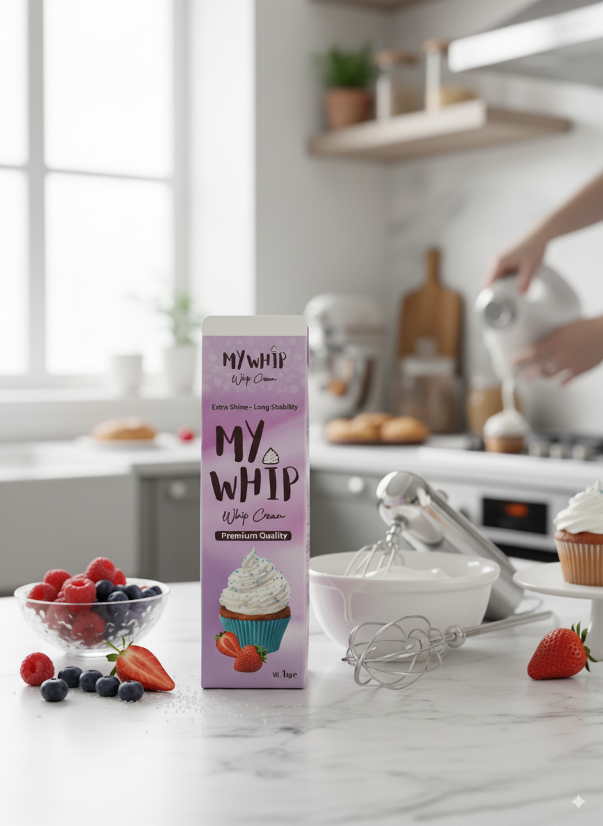 My Whip Cream 1kg – smooth and fluffy whipping cream perfect for cakes, pastries, and desserts from Nameer Store & Baking Mart